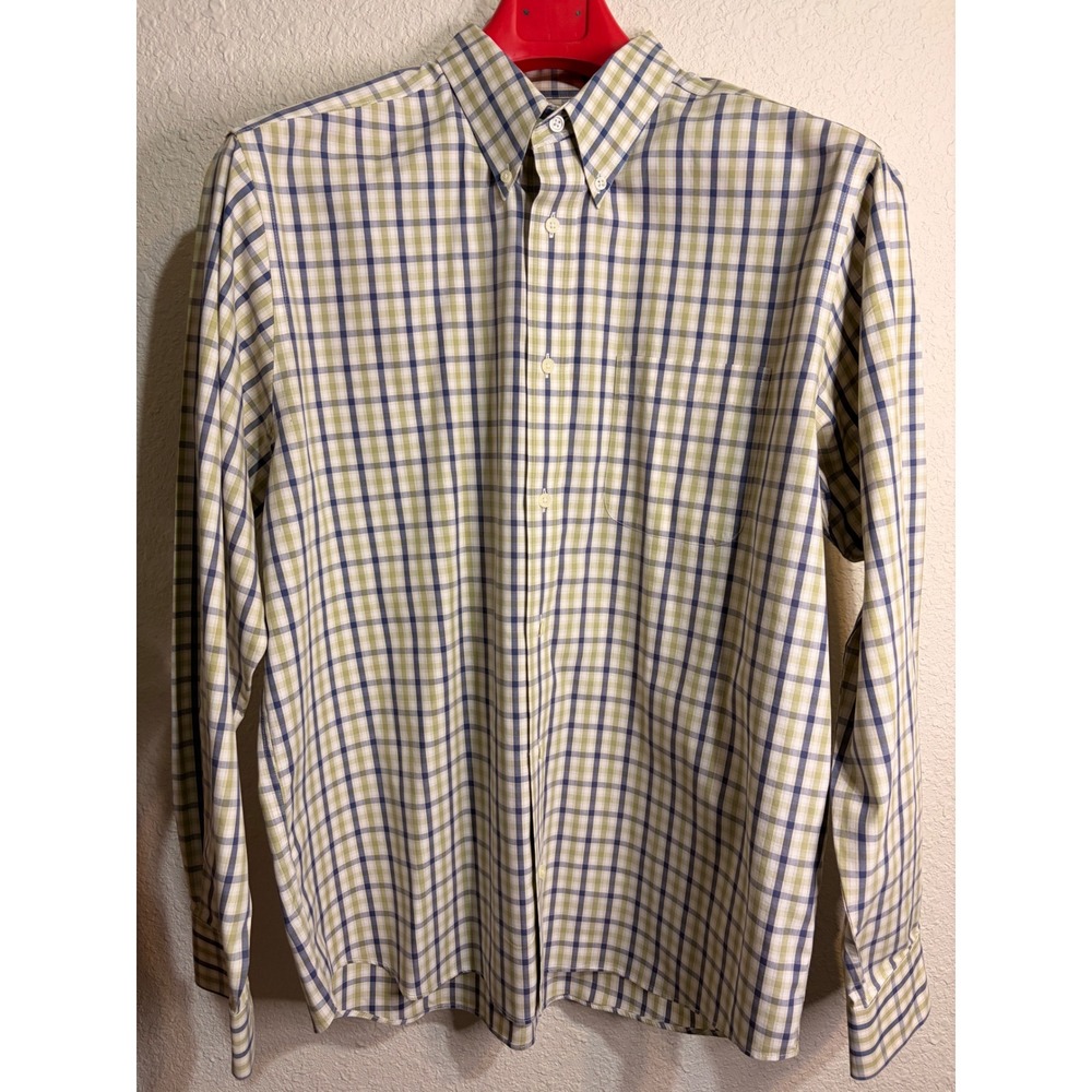 Eddie Bauer Mens Large Relaxed Fit Wrinkle Resistant Plaid Button Down Shirt